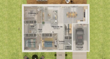 Plain-pied GI 3 ch Design  - Maisons Bernard Jambert