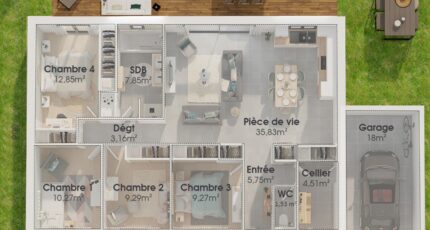 Plain-pied GA 4 ch Trendy  - Maisons Bernard Jambert