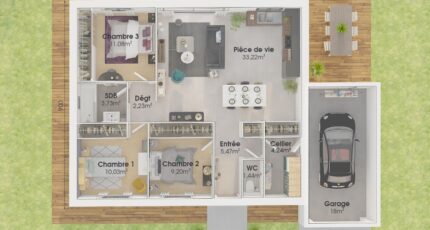 Plain-pied GA 3 ch Trendy  - Maisons Bernard Jambert